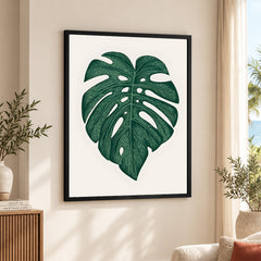 Beautiful Tropical Leave Over Beige Background | Abstract Floral Artwork #00129