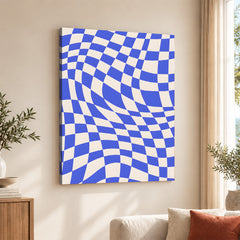 Tealish Blue Abstract Design Over Beige Background | Abstract Office Artwork #00143