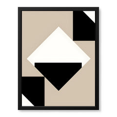 Black & White Abstract Design Over Brown Background | Abstract Office Artwork #00149