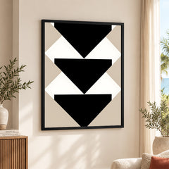 Black & White Abstract Design Over Brown Background | Abstract Office Artwork #00150