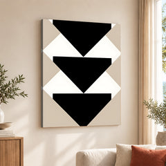 Black & White Abstract Design Over Brown Background | Abstract Office Artwork #00150