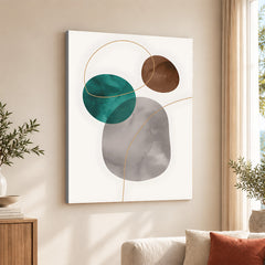 Dark Green Brown & Grey Abstract Design Over White Background | Abstract Office Artwork #00152