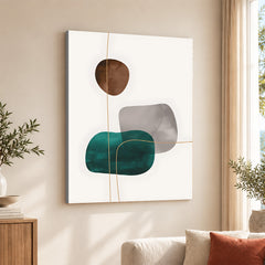 Dark Green Brown & Grey Abstract Design Over White Background | Abstract Office Artwork #00153