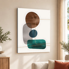 Dark Green Brown & Grey Abstract Design Over White Background | Abstract Office Artwork #00154