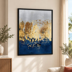 Blue Gold & Grey Abstract Art Design | Abstract Office Artwork #00157