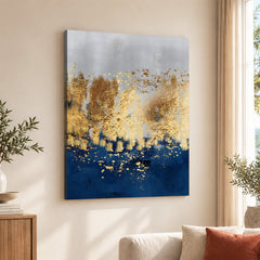 Blue Gold & Grey Abstract Art Design | Abstract Office Artwork #00157