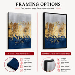 Blue Gold & Grey Abstract Art Design | Abstract Office Artwork #00157