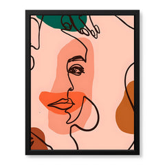 Beige & Pink Beautiful Women Faces Art Abstract Design | Abstract Fashion Artwork #00175
