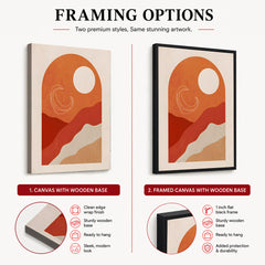 Red & Brown Abtract Design With White Moon | Abstract Office Artwork #00176