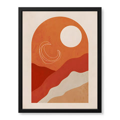 Red & Brown Abtract Design With White Moon | Abstract Office Artwork #00178