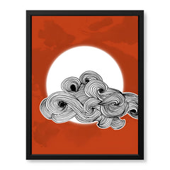 Black & White Abtract Design Over Red Background | Abstract Office Artwork #00179