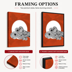 Black & White Abtract Design Over Red Background | Abstract Office Artwork #00179