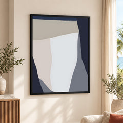 Blue & Grey Abstract Design Over Colorful Background | Abstract Office Artwork #00186