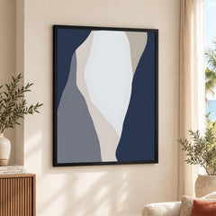 Blue & Grey Abstract Design Over Colorful Background | Abstract Office Artwork #00188