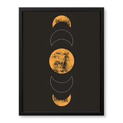 White & Gold Moon Design With Black Background | Abstract Fashion Artwork #00190
