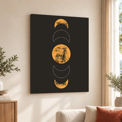 White & Gold Moon Design With Black Background | Abstract Fashion Artwork #00190