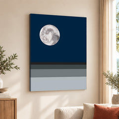 Navy Blue & Grey Moon | Abstract Office Artwork #002