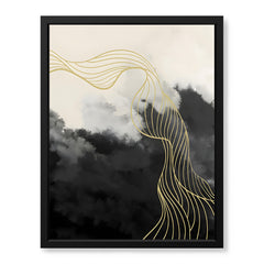 Black & White Background With Golden Lines | Abstract Office Artwork #0020