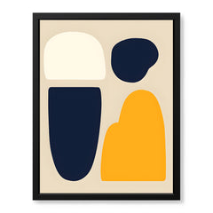Blue & Gold Abstract Design Over Beige Background  | Abstract Office Artwork #00218
