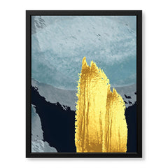 Gold & Green Abstract Design Over Blue Background  | Abstract Office Artwork #00222