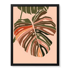 Coloful Tropical Leave on Beige Background | Abstract Floral Artwork #0023