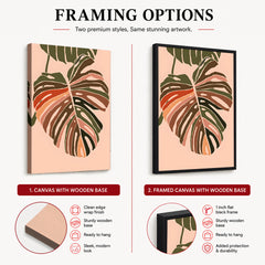 Coloful Tropical Leave on Beige Background | Abstract Floral Artwork #0023