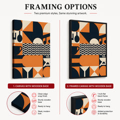 Black & Orange Abstract Design Over Beige Background  | Abstract Office Artwork #00230