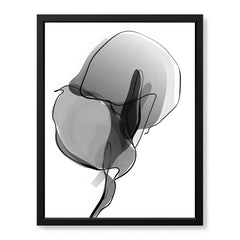 Black & White Floral Oil Paint Art Over White Background | Abstract Floral Artwork #00233