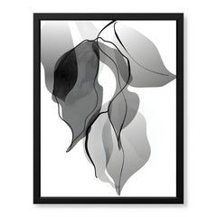 Black & White Floral Oil Paint Art Over White Background | Abstract Floral Artwork #00234