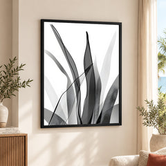 Black & White Floral Oil Paint Art Over White Background | Abstract Floral Artwork #00235