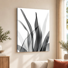 Black & White Floral Oil Paint Art Over White Background | Abstract Floral Artwork #00235