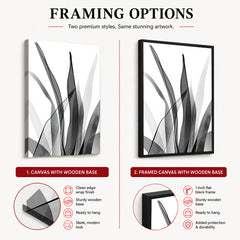 Black & White Floral Oil Paint Art Over White Background | Abstract Floral Artwork #00235