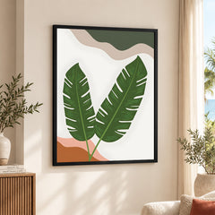 Green Tropical Leaves Over White Background | Abstract Floral Artwork #00251