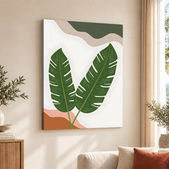 Green Tropical Leaves Over White Background | Abstract Floral Artwork #00251