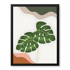 Green Tropical Leaves Over White Background | Abstract Floral Artwork #00253