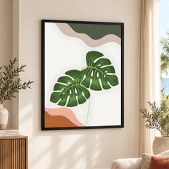 Green Tropical Leaves Over White Background | Abstract Floral Artwork #00253