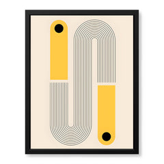Black Line Art With Golden Moon Over Beige Background | Abstract Office Artwork #00256
