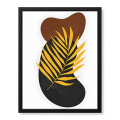 Black & Gold Tropical Leaves Over White Background | Abstract Floral Artwork #00259