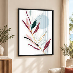 Colorful Abstract Tropical Leaves Over White Background | Abstract Floral Artwork #00261