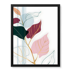 Colorful Abstract Tropical Leaves Over White Background | Abstract Floral Artwork #00262
