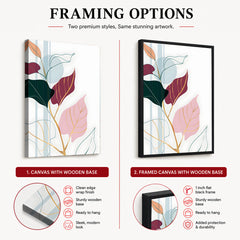 Colorful Abstract Tropical Leaves Over White Background | Abstract Floral Artwork #00262