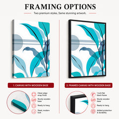 Blue & Green Colorful Abstract Tropical Leaves Over White Background | Abstract Floral Artwork #00266
