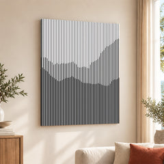 Blue & White Linear Design Over White Background | Abstract Office Artwork #00270