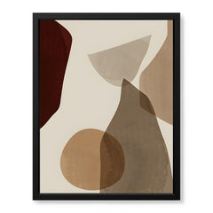 Red & Brown Geometric Shape Design Over Beige Background | Abstract Office Artwork #00273
