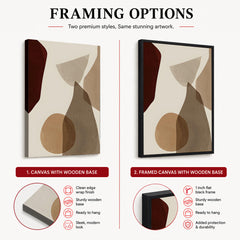 Red & Brown Geometric Shape Design Over Beige Background | Abstract Office Artwork #00273