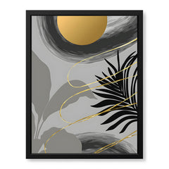 Black & Gold Abstract Tropical Design | Abstract Floral Artwork #00275