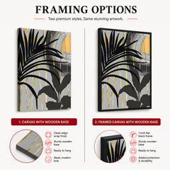 Black & Gold Abstract Tropical Design | Abstract Floral Artwork #00276