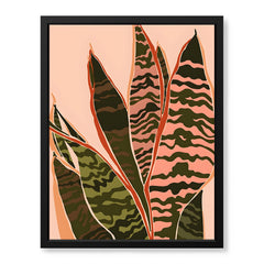 Colorful Abstract Tropical Leaves Over Beige Background | Abstract Floral Artwork #00277