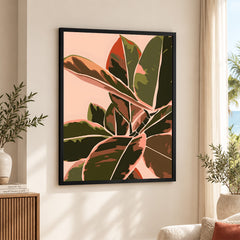 Colorful Abstract Tropical Leaves Over Beige Background | Abstract Floral Artwork #00278