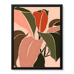 Colorful Abstract Tropical Leaves Over Beige Background | Abstract Floral Artwork #00279